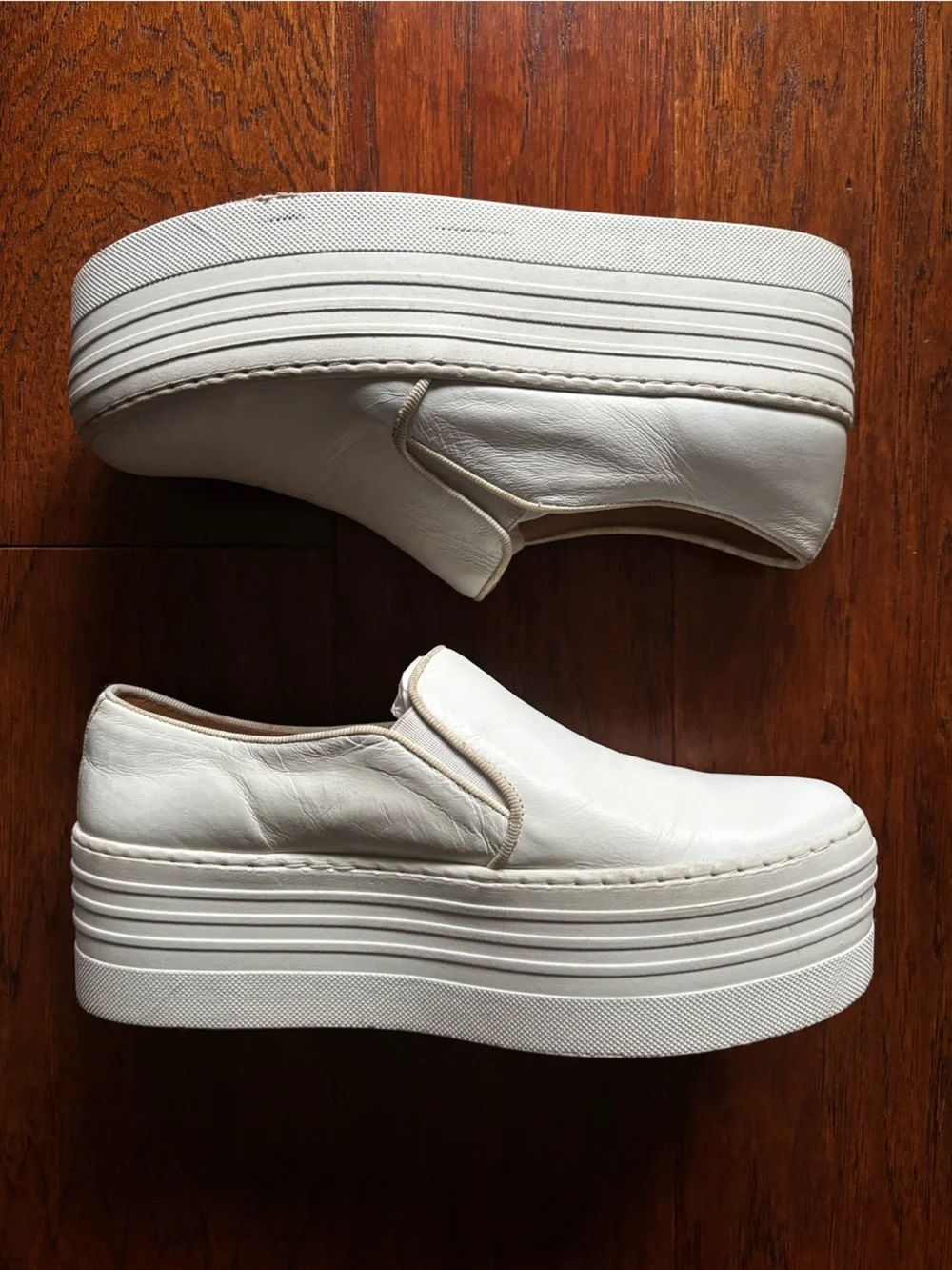 Steve Madden Bellie White Leather Y2K Platform Slip-On Sneakers | Size 6